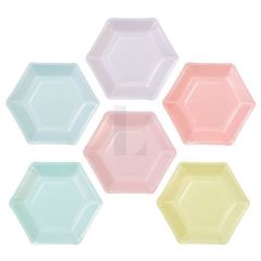 Hexagonal Pastel Plates (PK12)