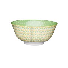 Green Geometric Ceramic Bowl