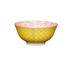 Bright Yellow Floral Ceramic Bowl
