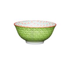 Bright Green Geometric Print Ceramic Bowl